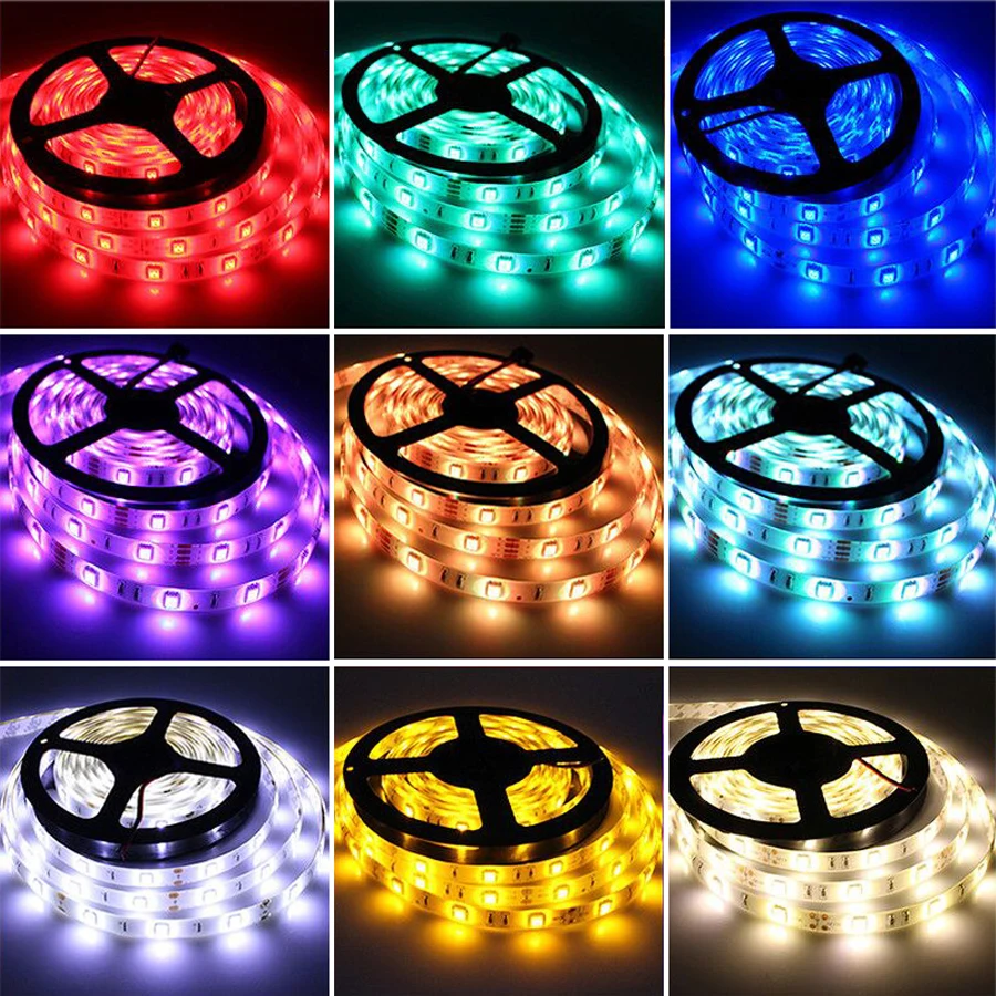 Светодиодная лента RGB 5050 SMD 2835 5 м 10 15 20 гибкий диод 12 В + ИК пульт дистанционного