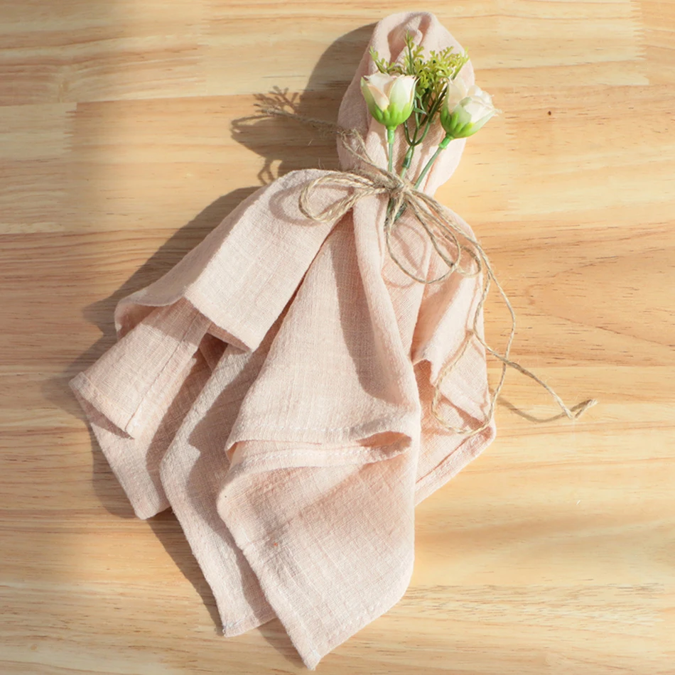 

Cotton Napkins Cheesecloth Fabric Soft Comfortable Reusable Kitchen Accessories For Bridal Shower Wedding Decoration Party