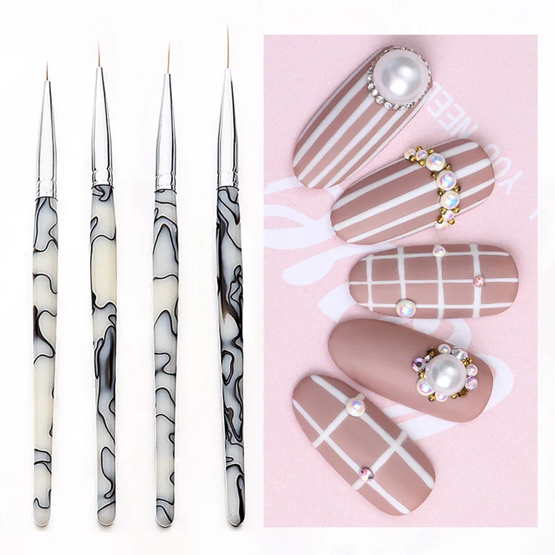 4 шт/комплект дизайн ногтей ручка с кисточкой Ультрафиолетовый гель подводка