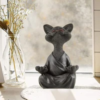 whimsical buddha cat statue home decor modern meditation yoga resin cats miniature figurine gym living room bedroom decoration