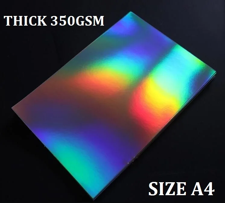 350GSM SINGLE SIDE SILVER RAINBOW HOLOGRAPHIC CRAFT CARD THICK PAPER CARDSTOCK 10/20/30 - YOU CHOOSE QUANTITY