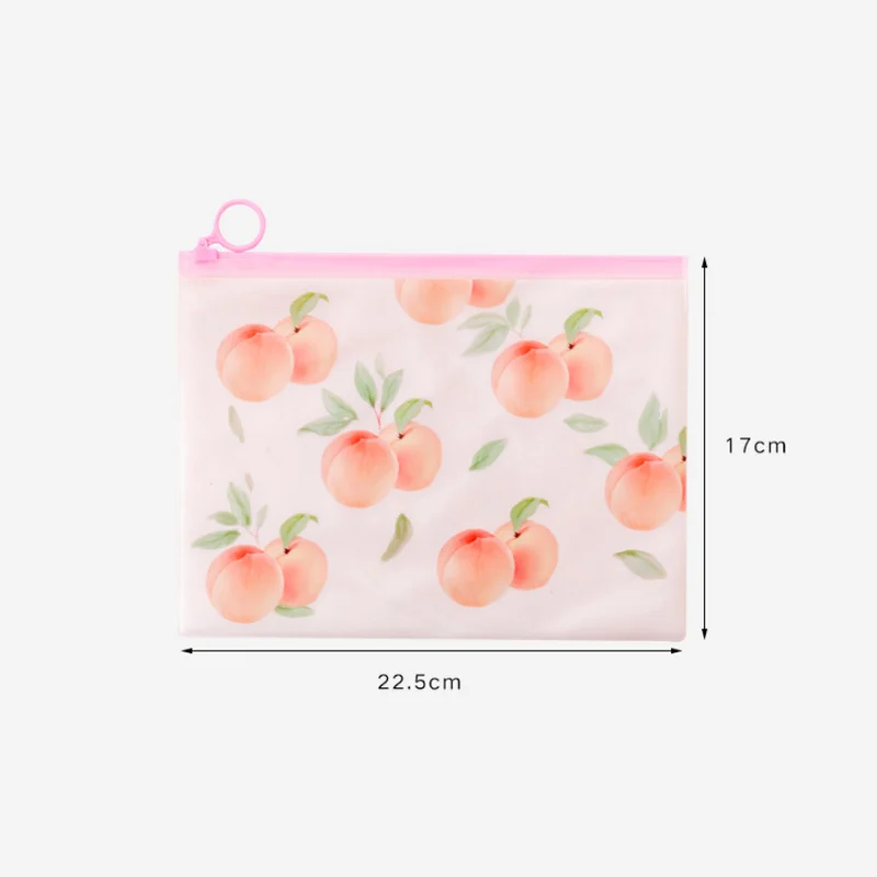 Пенал розовый персиковый на молнии с кольцом из ПВХ папка для документов сумка