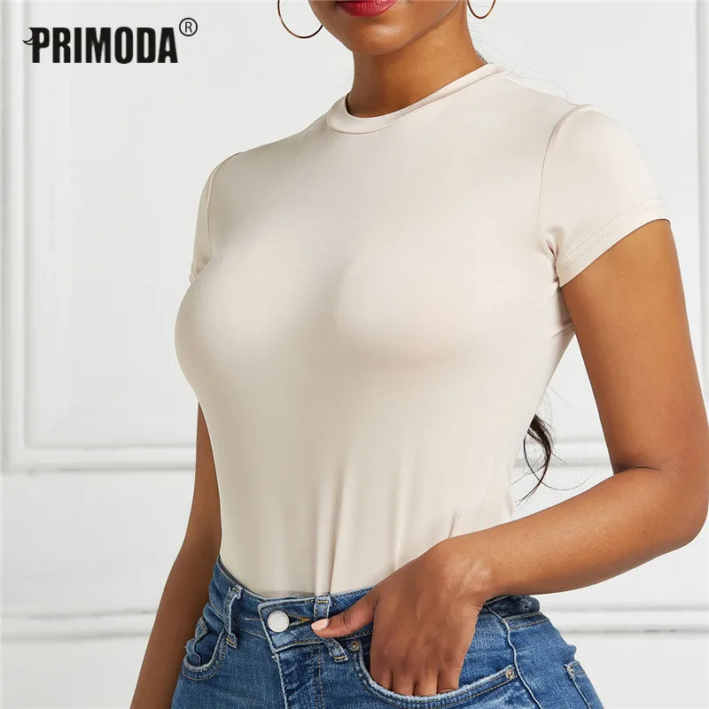 Summer Black White Bodysuits Women's Streetwear Casual Basic Shirts Tops Cotton Short Sleeve Rompers One-piece Bodysuit PR0006M |