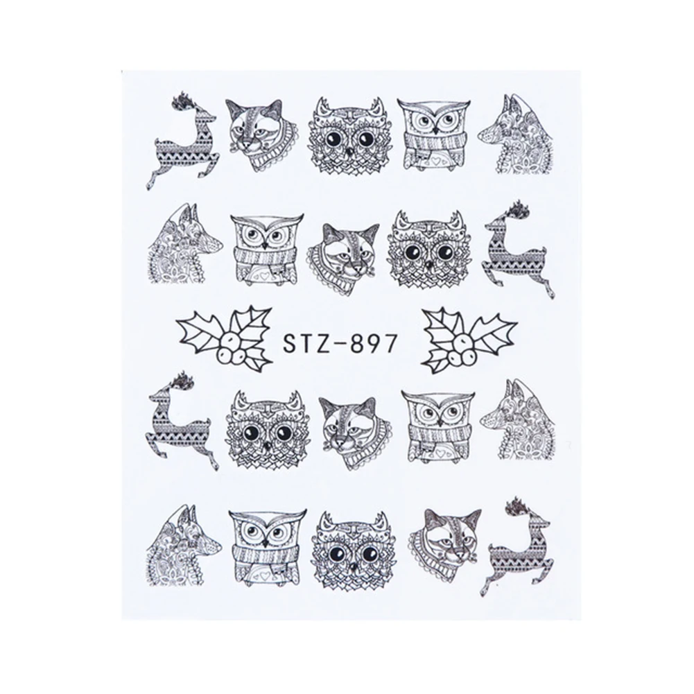 1 лист шт. черные цветочные водные переводные наклейки для ногтей цветы листья