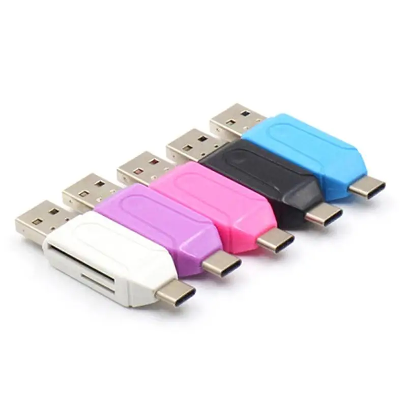 Портативный адаптер 2 в 1Type-c USB OTG универсальный Micro устройство для чтения карт SD TF