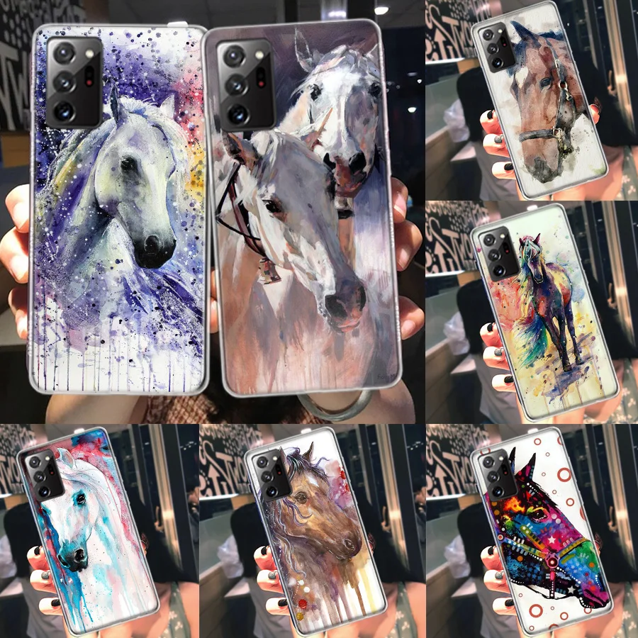 Чехол для телефона horse waterclour для Galaxy Samsung A01 A02S A03 A03S A04 A04S A9 A8 A7 A6 A10E J8 J6 J4 Plus S6 Edge S10 5G Lite 202