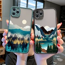 Hand Painted Phone Case For iphone X XS MAX XR Scenery Cover Hard Shockproof Case For iPhone 6s 7 8 Plus SE 2 12 13 11 pro MAX