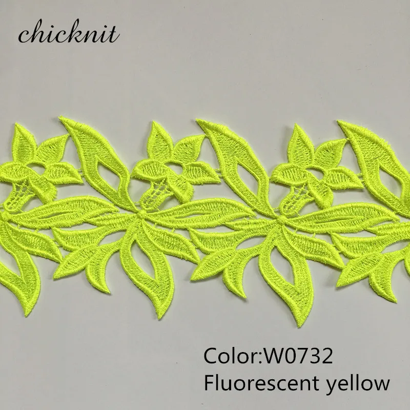 1 yard Fluo yellow 20 ярдов 12 см пользовательские цвета белый вышитый водорастворимый кружевной ткани DIY аксессуары для одежды кружевной отделкой шитье ремесло DB-DZ1 - Цвет: 1 yard Fluo yellow