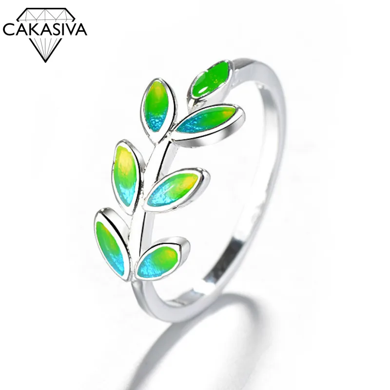 

Women's Vintage Simple 925 Silver Olive Branch Opening Leaf Gutta Percha Ring Gift Jewelry Ring Wholesale