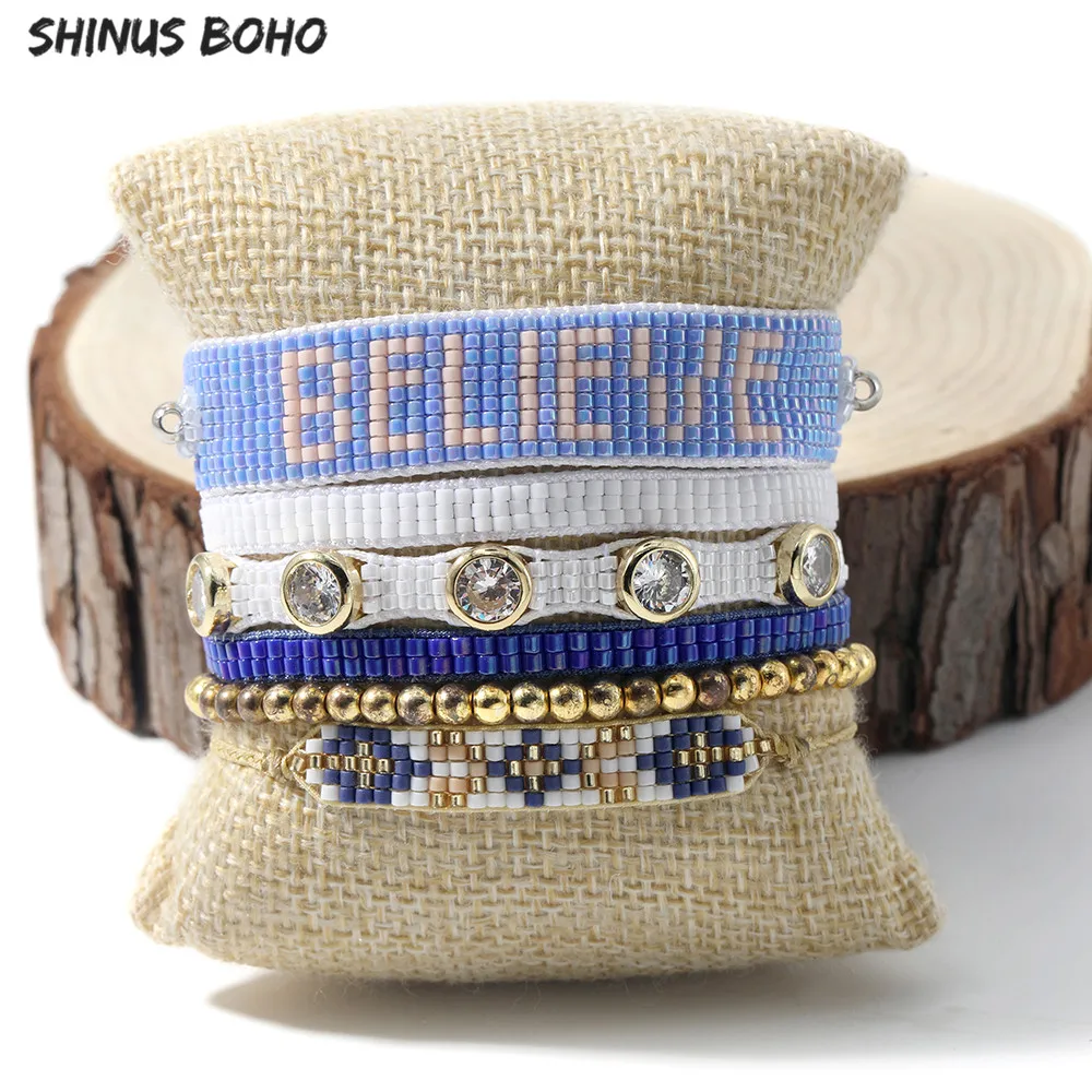 

2020 Miyuki Friendship Pulseras Believe Letter Bracelet Men Handmade Crystal Bracelet for Women Jewelry Gifts