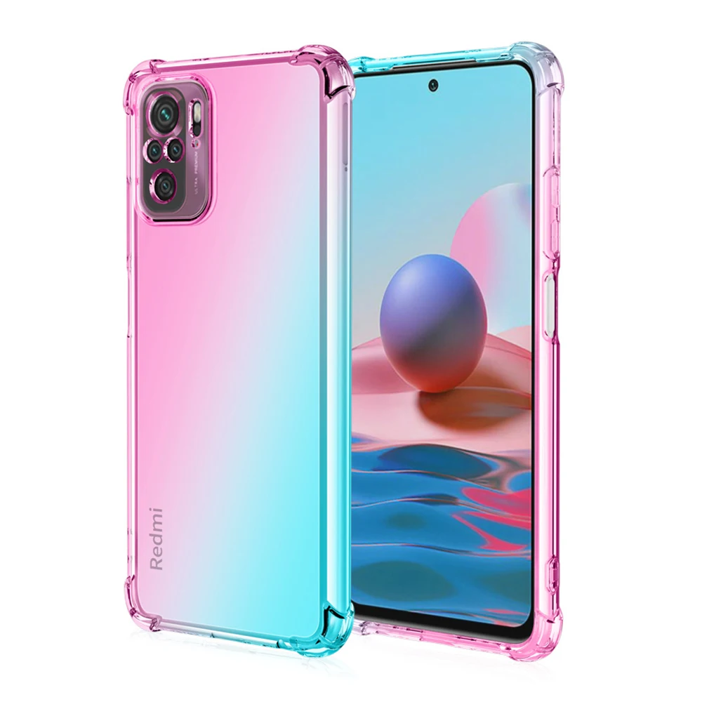 

Gradient Rainbow Silicone Transparent Slim Mobile Phones Case For Xiaomi Redmi Note 7 8 9 9s 10 Pro Max Sexy Cellphones Cover