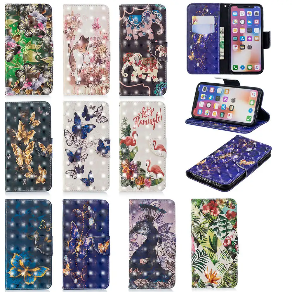 3D чехол-книжка для iphone XS 11 Pro Max, кожаный чехол-книжка для iphone XS Max XR X 7 8 6 6S Plus, чехол для телефона с отделением для карт