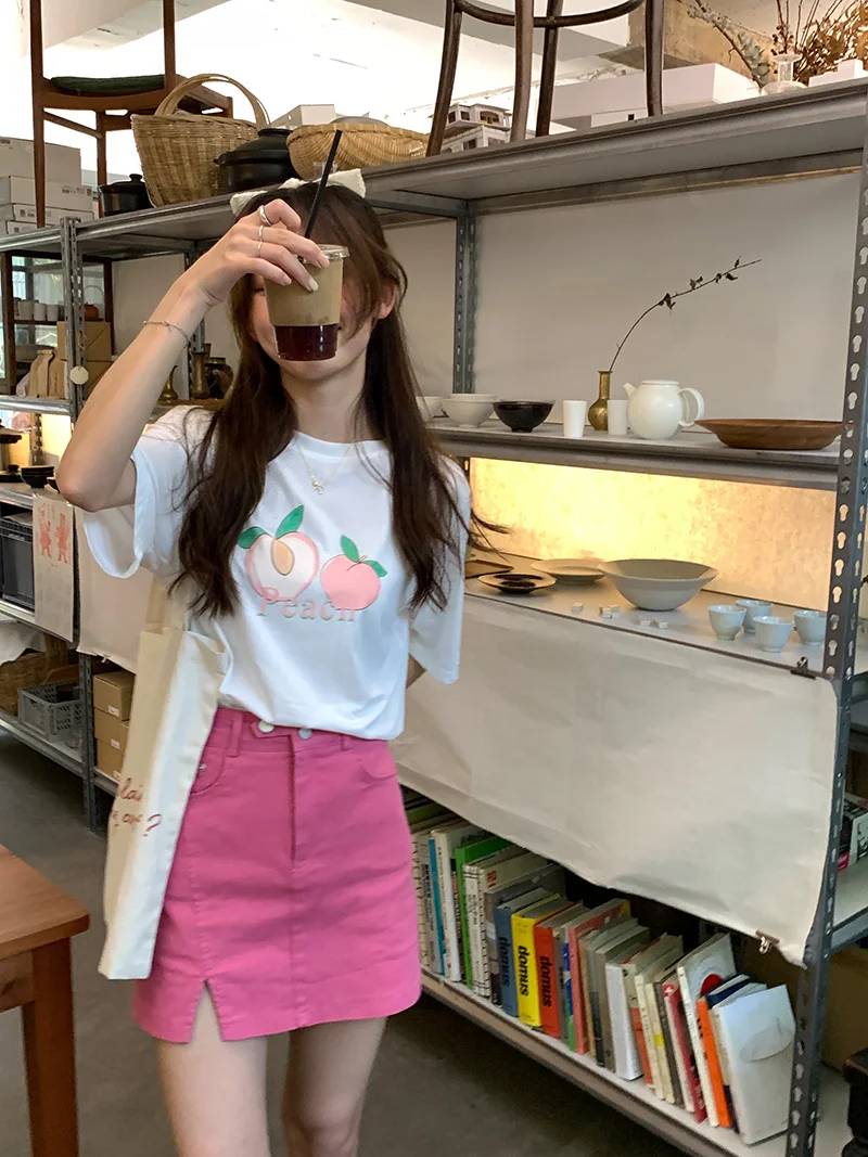 Юбка короткая с завышенной талией Милая юбка на бедрах двойной пряжкой в