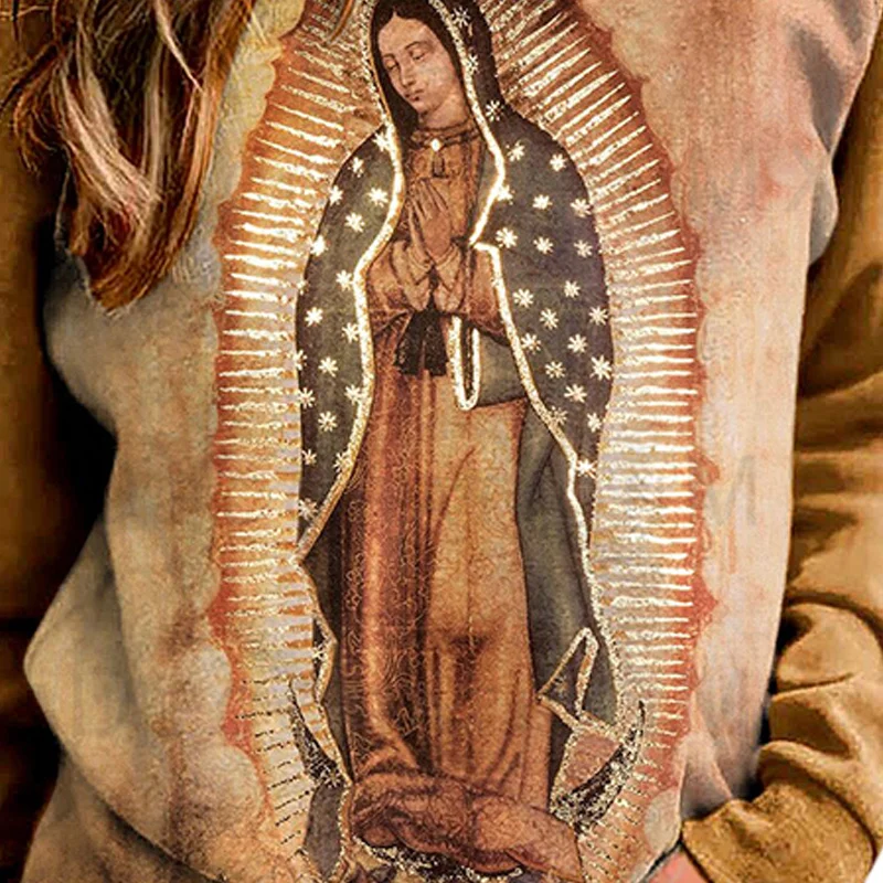 

Women's Original Of Our Lady of Guadalupe Virgin Mary Sweatshirt Long Sleeve Top Top Quality Women Sweetshirts Ropa Mujer