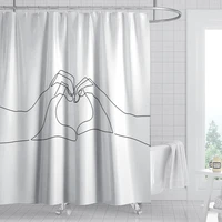 CFSE-YOU Simple lines Bath curtain Waterproof Shower Curtains Geometric Bath Screen Printed Curtain for Bathroom Gift