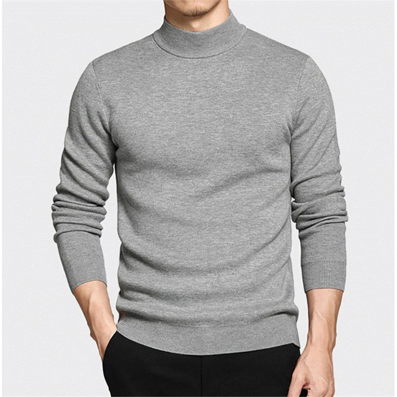 

Men Sweater Solid Pullovers Mock Neck Spring And Autumn Wear Thin Fashion Undershirt Size M to 4XL