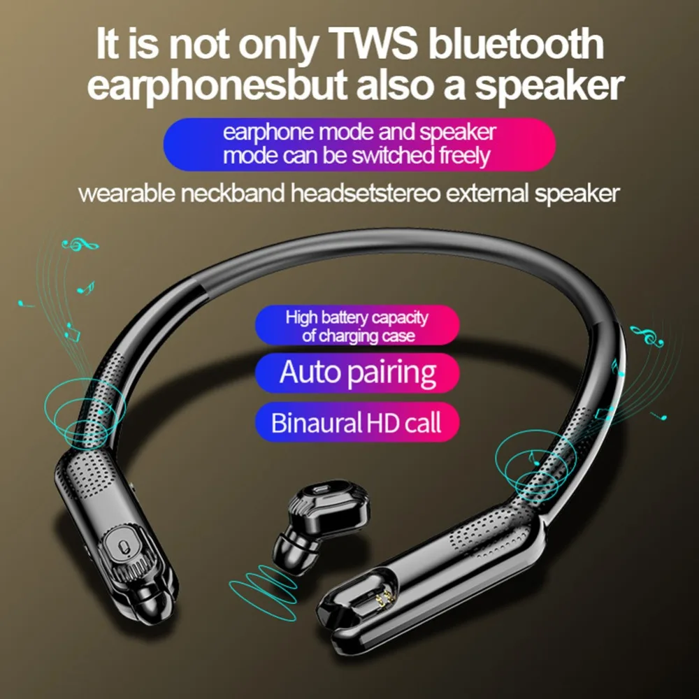 TWS Bluetooth наушники беспроводные с портативной шеей радио XG10 HD стерео беспроводные наушники шумоподавление игра Спортивная гарнитура