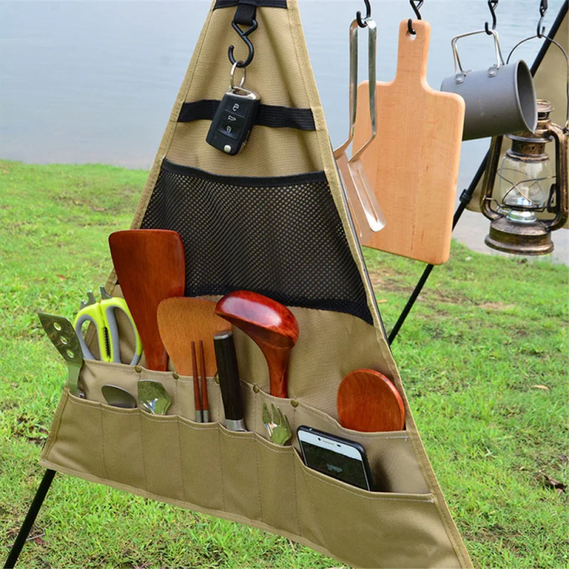 

900D Oxford Cloth Picnic Bag Outdoor Camping Picnic Tableware Storage Bag Portable Barbecue Tableware Storage Bag Hanging Bag