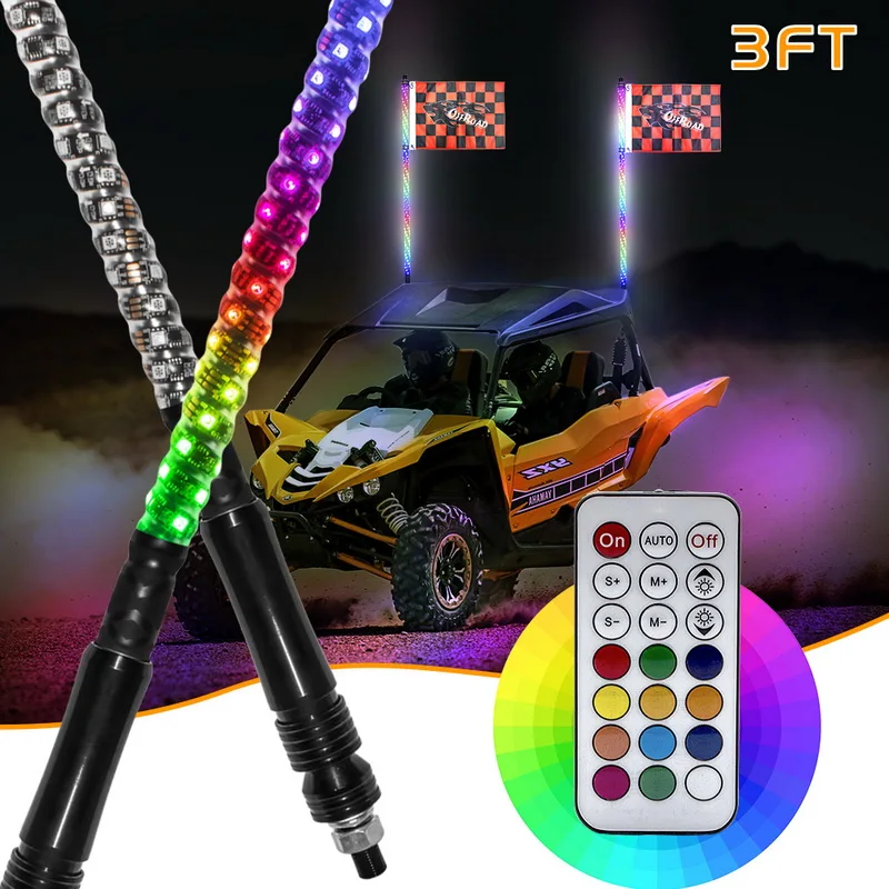 Safego 3FT 4FT RGB светодиодный фонарь с флагштоком дистанционное управление спиральный