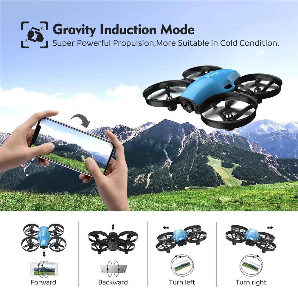 Potencisic-Mini Dron de control remoto A30W para ni&ntilde;os, cuadric&oacute;ptero con c&aacute;mara HD de 720P, bot&oacute;n de despegue, configuraci&oacute;n de ruta de aterrizaje, Avi&oacute;n de juguete-2