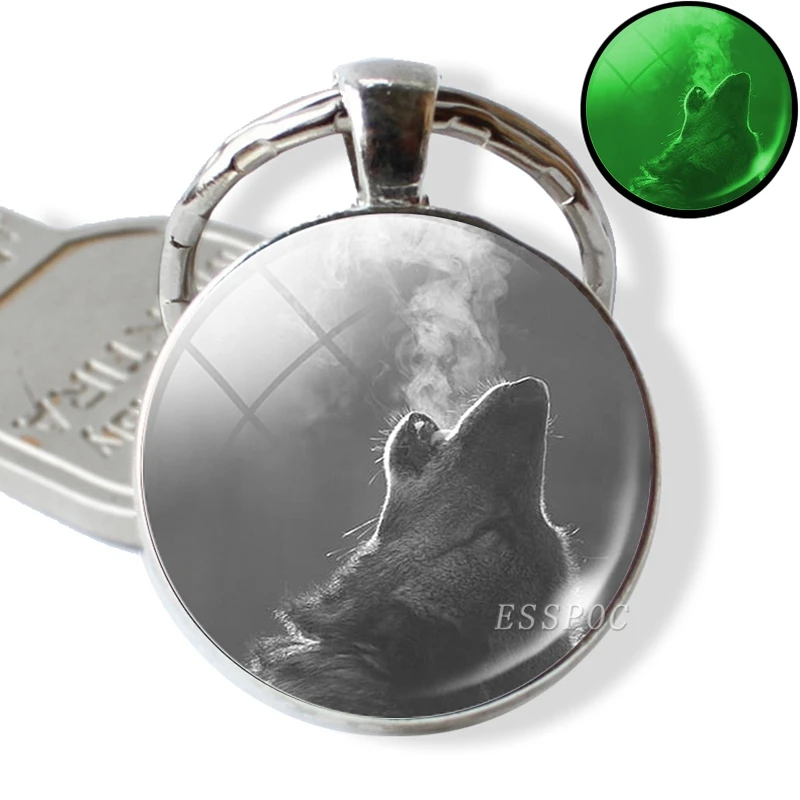size 9 Светящиеся Брелоки для ключей с черными кошачьими глазами, брелок для ключей из кабошона и стекла, светится в темноте - Цвет: size 9