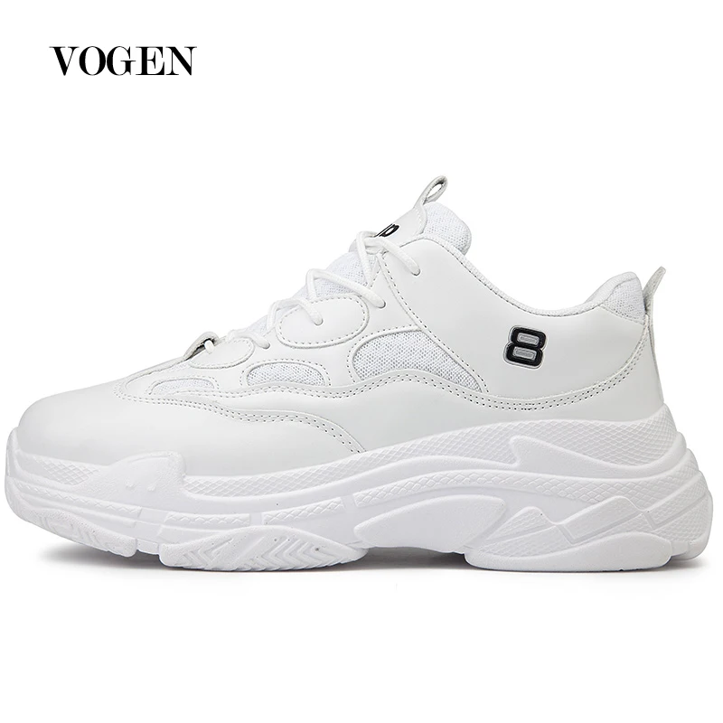 Кеды для мужчин кроссовки ходьбы повседневная обувь взрослых на платформе белые