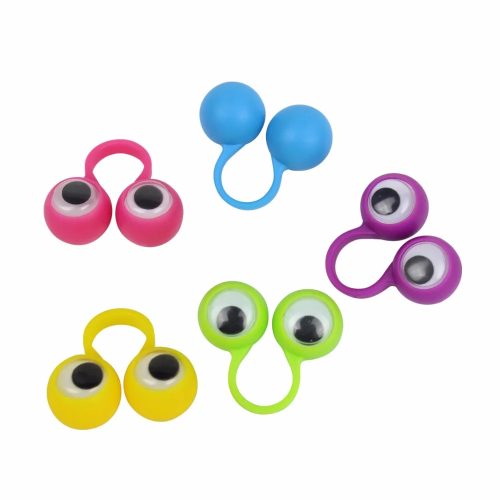 

1PCS Kids Birthday Party Favor Gift Finger Eye Puppets Plastic Ring With Wiggle Eyes Baby Shower Souvenir Halloween Gift