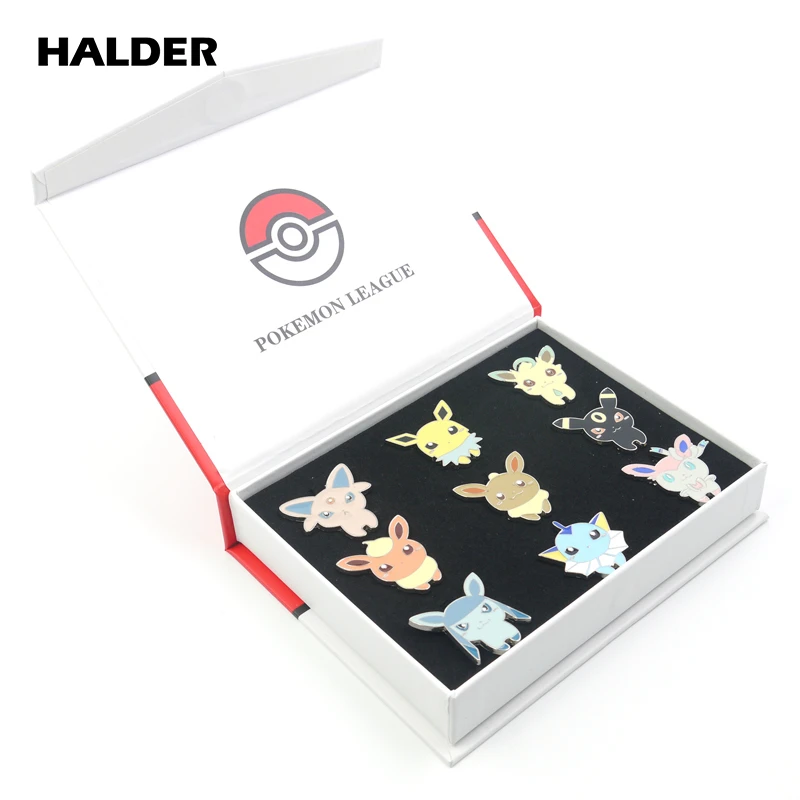 Аниме halder Pocket Monsters Pokemon Eevee family мультфильм коробка Косплей эмаль броши лацкан рюкзак сумки значок булавки подарок 9 шт