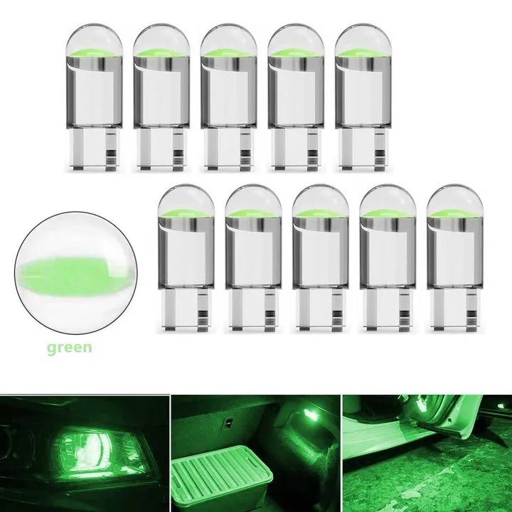 

10x T10 501 автомобильный боковой свет COB светодиодные зеленые лампы без ошибок Canbus Xenon W5W Автомобильные аксессуары автомобильный номерной знак ...