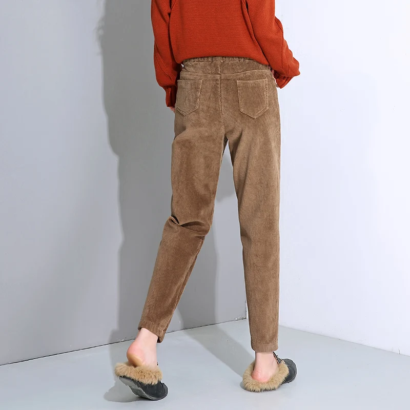 Осенне-зимние вельветовые шаровары женские повседневные брюки большого размера