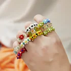 Кольца женские, корейские, разноцветные, с бисером, Y2k, 2021