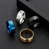 fashion laser logo bat rings stainless steel for men object object anti stress ring lucky jewelry gift wholesale