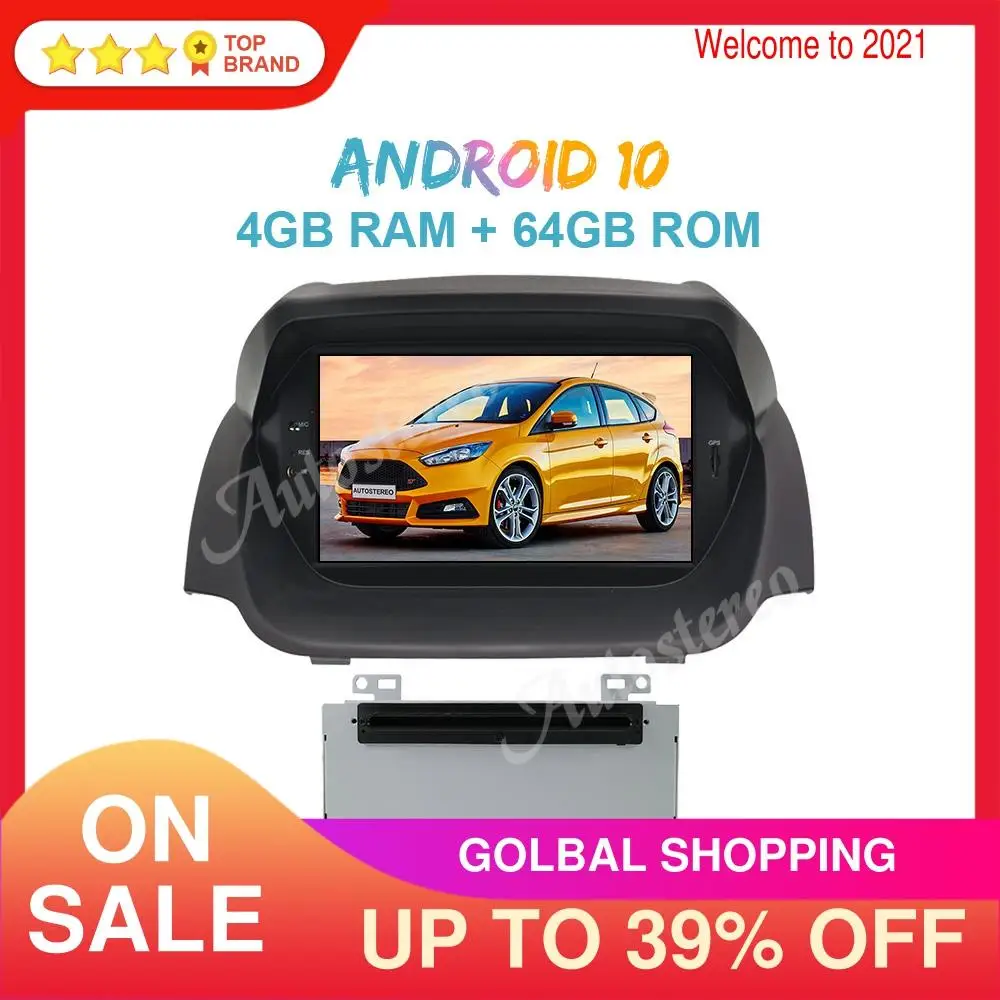 

Android 10 4GB+64GB DSP Car Radio GPS Navigation for Ford Fiesta 2013-2016 Auto Stereo Multimedia Player Radio Tape Recorder ISP