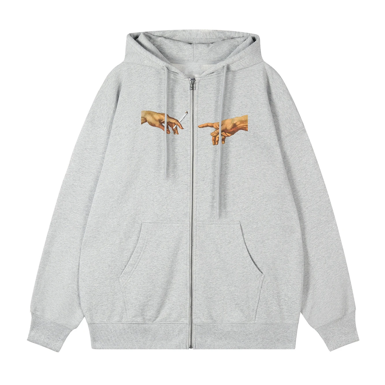 

MICHELANGELO Funny Printing Hooded Men's Vintage Cardigan Hoodies Autumn Oversize Hoodie Zipper Comfortable Streetwear Unisex