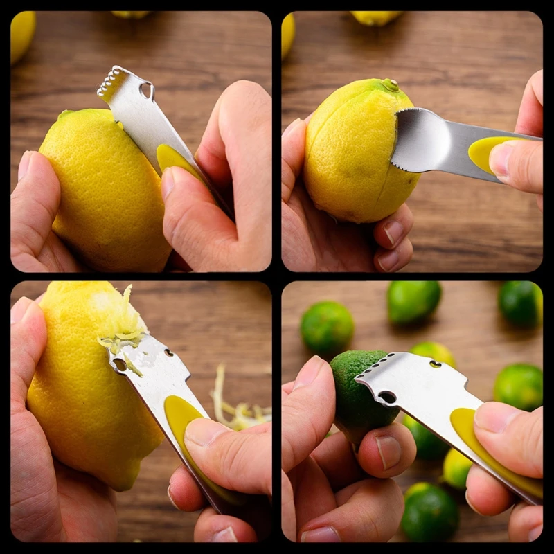 

2021 3-In-1 Citrus Zester Stainless Steel Lemon Zester Peeler Fruit Grater Kitchen Tool Bar Gadget Multi-function Orange Peeler