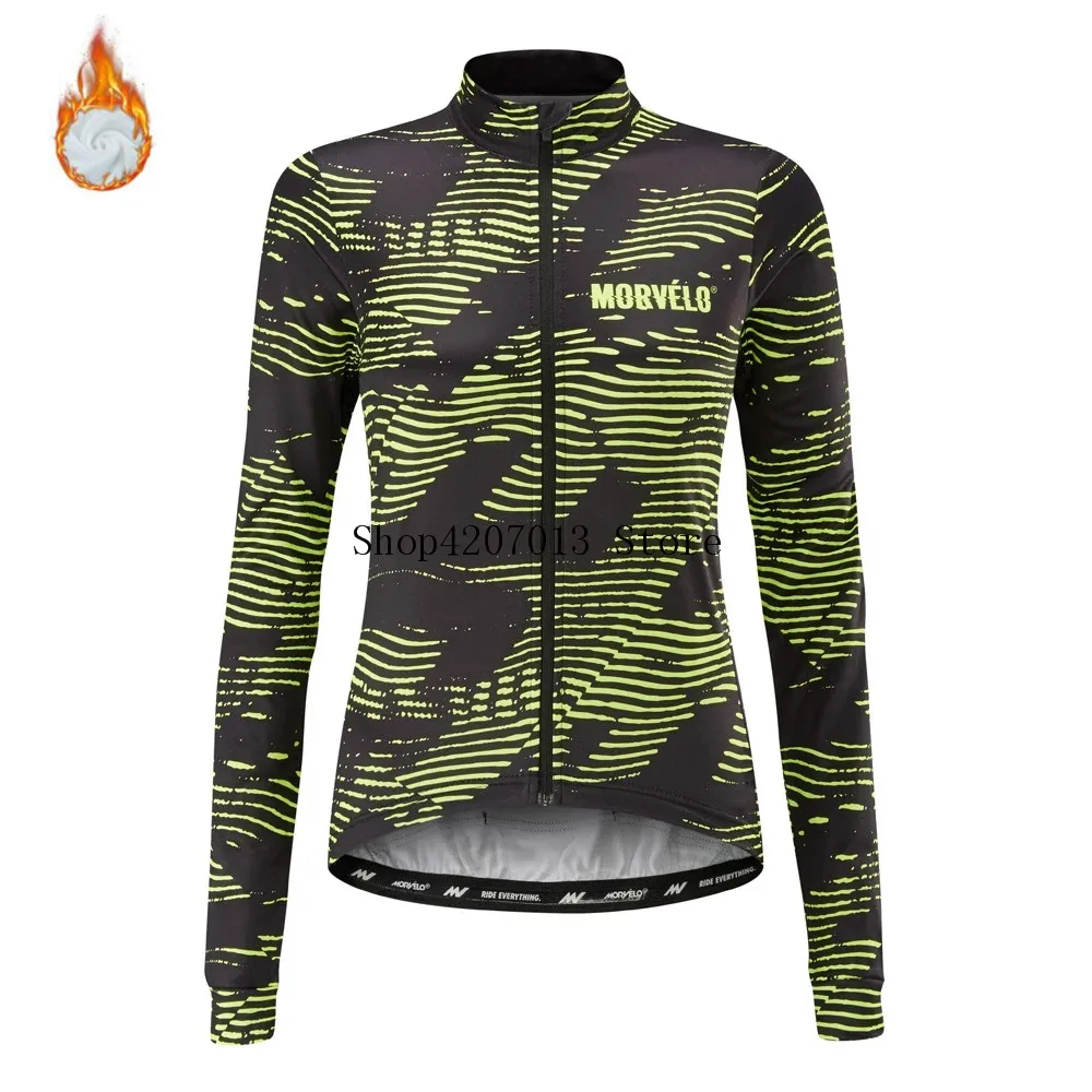 Morvelo Зима теплоизолирующего флиса Велоспорт Джерси Длинные рукава теплые MTB