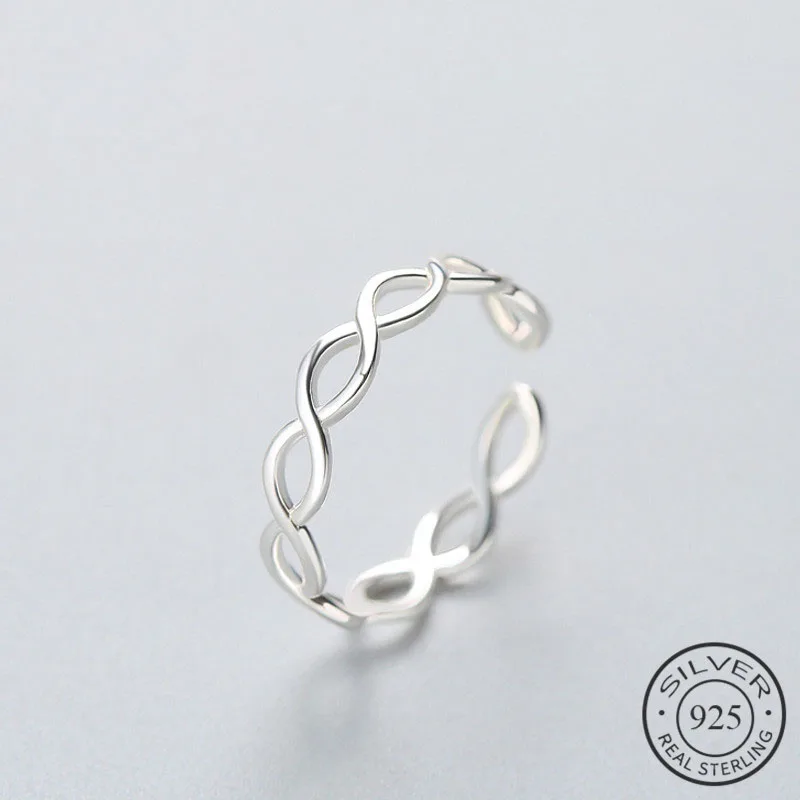 Женское кольцо из стерлингового серебра 925 пробы с геометрическим узором и двумя