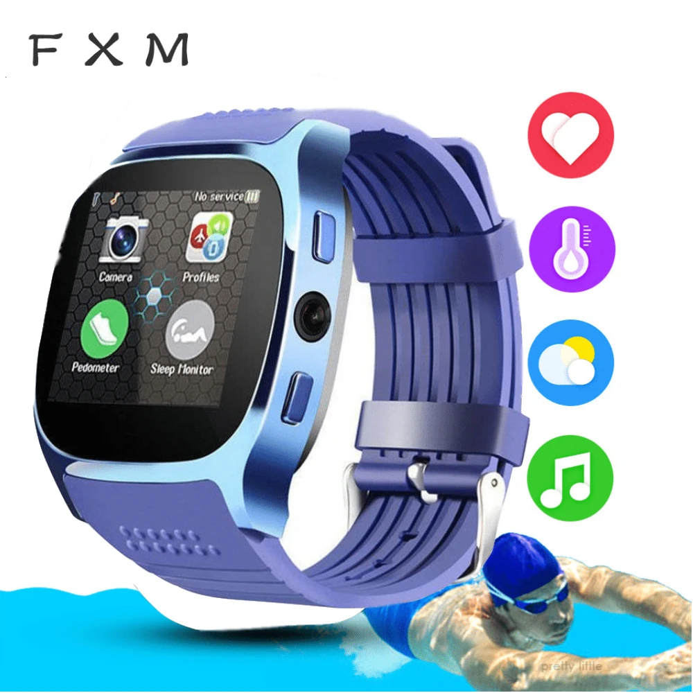 FXM цифровые наручные часы Мужские Bluetooth умные с сенсорным экраном камерой для
