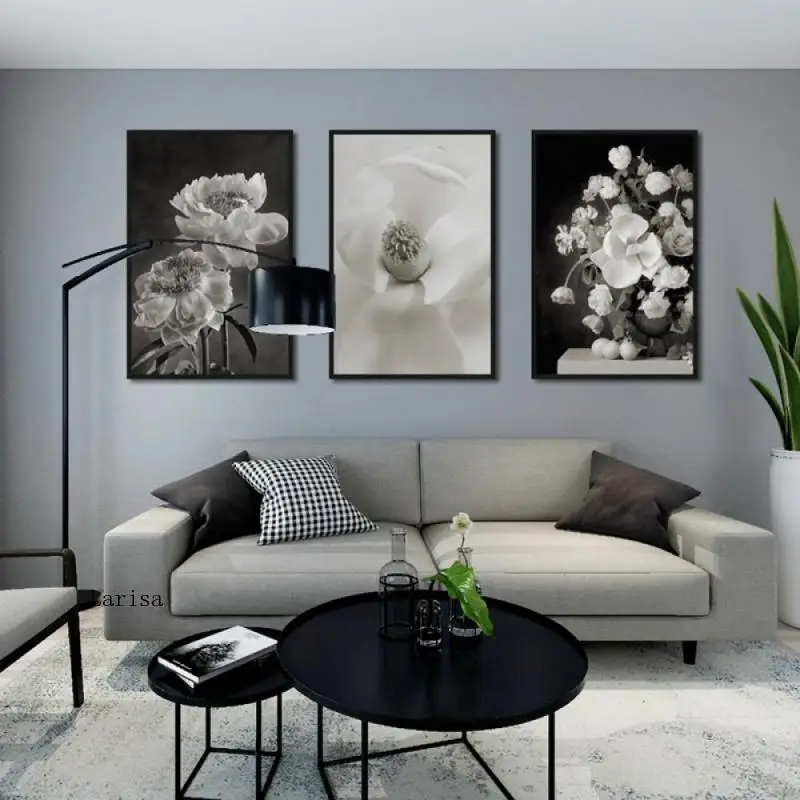 

Black and White Plant Flower Poster Decorative Painting Mural Modern Print Art Painting for Living Room Bedroom Aisle Decor