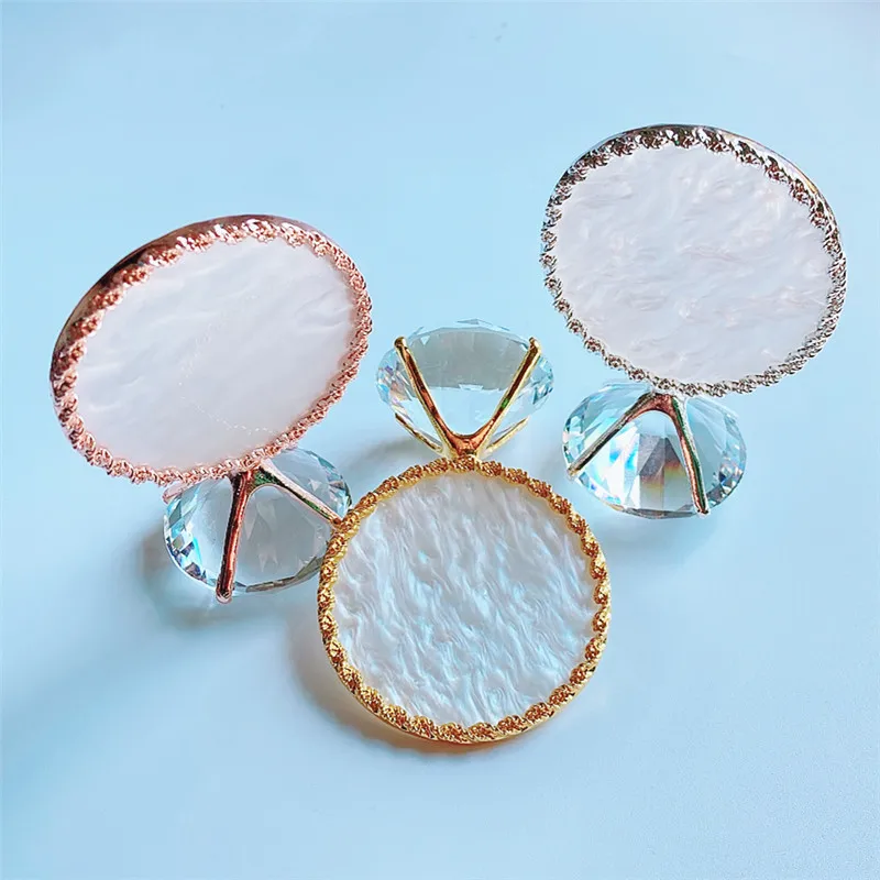 

Board Necklace Ring Earrings Painted Show Palette With Big Artificial Diamond Jewelry Holder Organizer Colorful Shelf 6.1*9.2cm