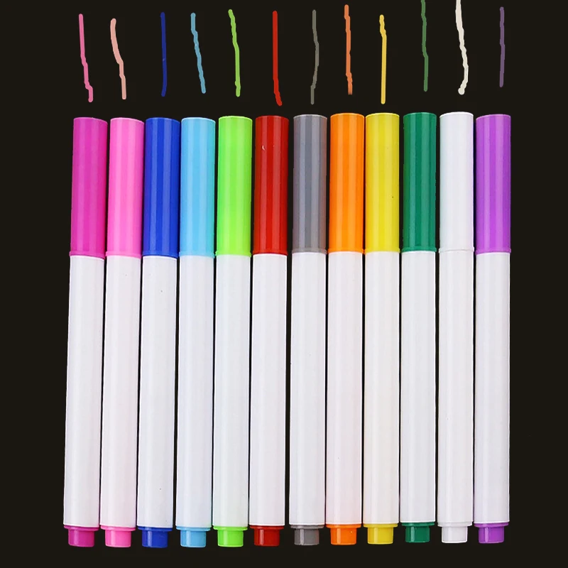 

12 шт./компл. разноцветный водорастворимый жидкий мел детская ручка для рисования без пыли доска меловой маркер офисные школьные принадлежн...