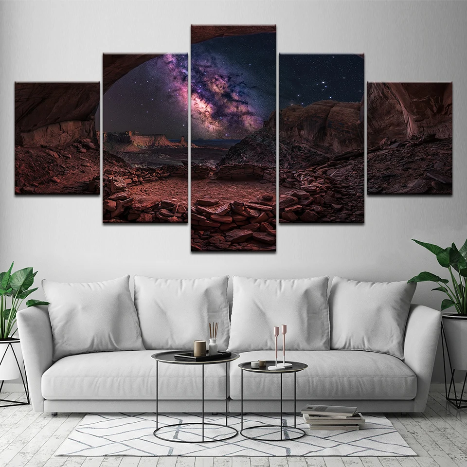Домашний декор для гостиной настенные картины HD печать 5 панелей Млечный путь