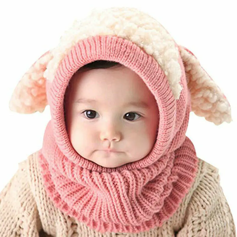 Kids Winter Hats Ears Girls Boys Children Warm Caps Scarf Set Baby Knitted Crochet Cute Hat for Girl Boy Beanie Cap | Детская одежда и
