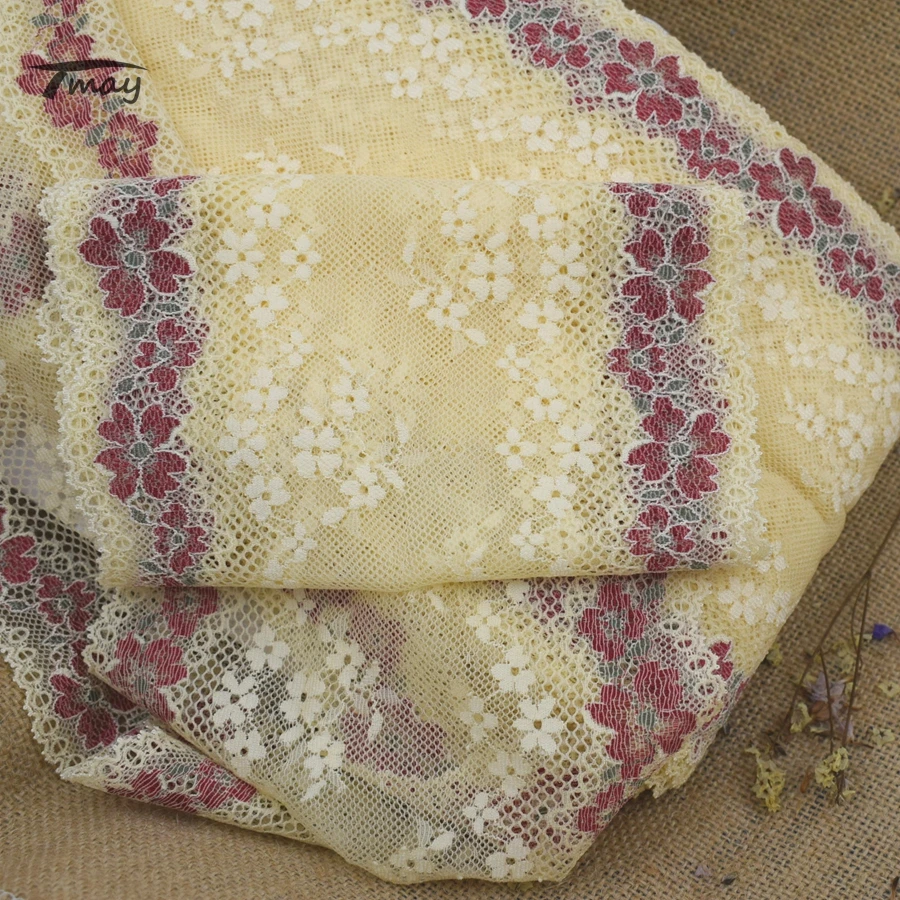 #1581 широкие светло желтые эластичные кружевные шнурки тесьма швейные