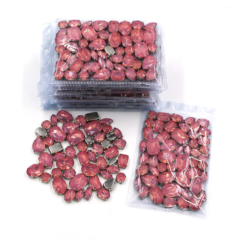 Бесплатная доставка оптовая продажа 5 мешков смешанные формы розовые стразы