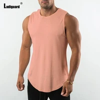 ladiguard plus size men basic top fashion sleeveless t shirt 2022 summer casual pullovers mens skinny tees shirt masculinas 5xl
