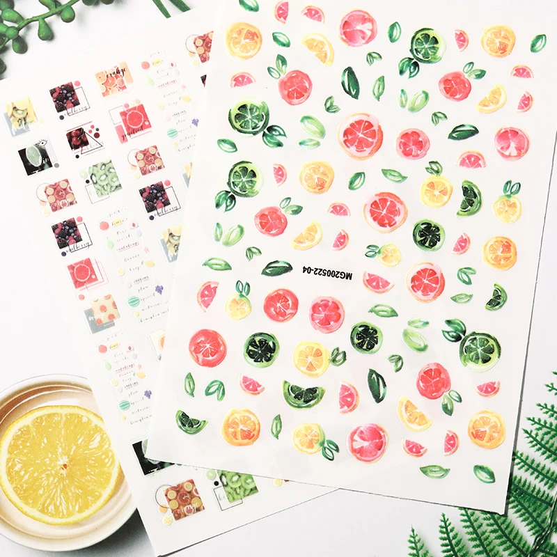 1 лист 3D наклейки для ногтей красный фруктовый SeriesTransfer прекрасные украшения