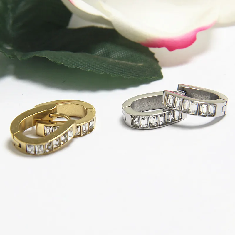 

IP-покрытие золотого цвета, нержавеющая сталь 316, U-образная форма серьги-кольца с цирконом, не выцветает, не вызывает аллергии, классический к...