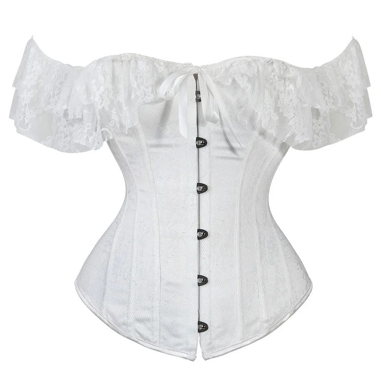 

Aonve Lace Corset Black Gothic Sexy Top Corset White Lace Corset Wedding Dress Shoulder Corset Bimodal Bone Coat Gothic Corset