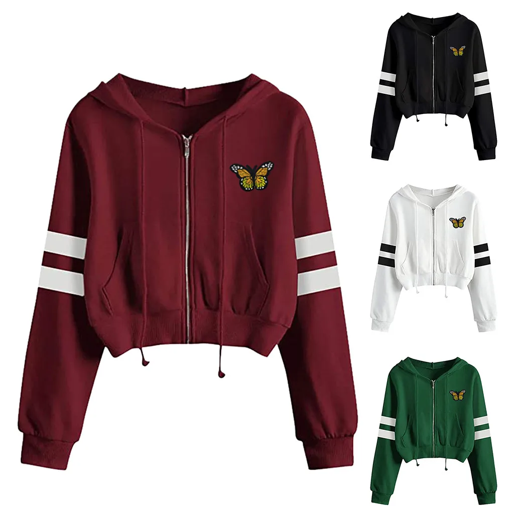 new sweatshirt women Solid Color Short Zipper Long Sleeve Hooded high quality sweetshirts sudadera mujer sweat femme